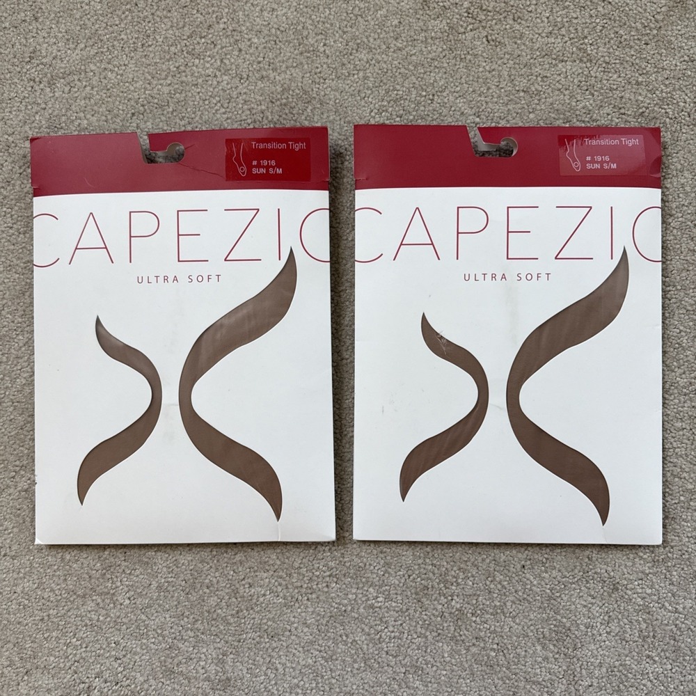 (2) Capezio Women's Ultra Soft Transition Tight #1916 SUN S/M Adult Ballet  NEW!